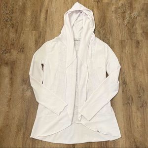 PrAna White Open Front Hooded Cardigan